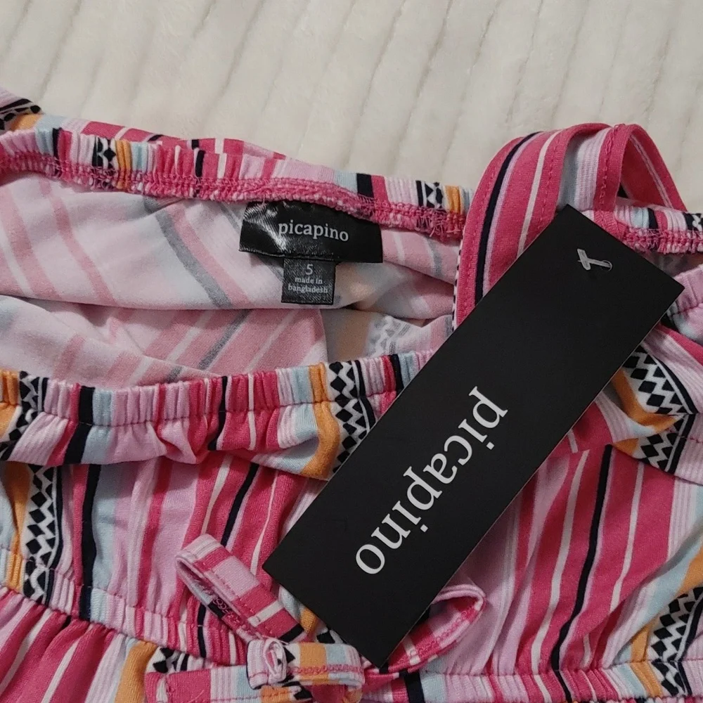 Beautiful Style picapino little girl stripes jumpsuit size 5 NWOT. - Picture 6 of 6